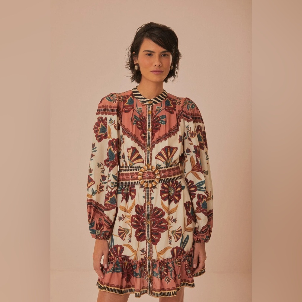 FARM Rio Riad Mini Dress in Brown Motif, size XS NWT - Picture 5 of 9